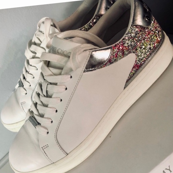 Jimmy Choo Shoes - Jimmy Choo Rome Leather Sneakers Glitter -  Size 39.5